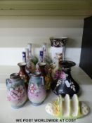 A collection of ceramics including a Wedgwood Cornucopia vase, Shelley, Japanese Imari vases,