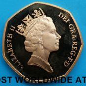 A 1992-1993 gold proof 50p coin, certificate no 0409, 26.