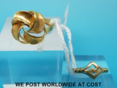 A 22ct gold ring and a yellow metal ring marked 585
