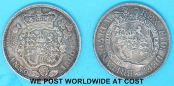 A George III 1818 half crown, near VF, together with an 1820 first bust and first reverse, near VF,