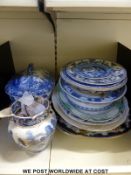 A quality of 19thC blue and white ceramics