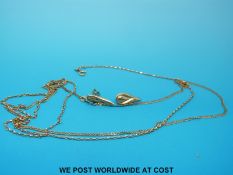 Two 9ct gold chains and a pair of earrings (5.