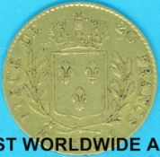 An 1815 Louis XVIII 20 franc gold coin, London mint (R) 6.