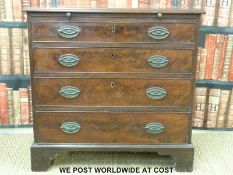A Georgian mahogany bachelor's chest with brush slide and four graduated straight drawers,