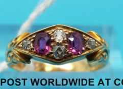 A Victorian 18ct gold diamond and ruby ring