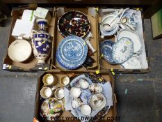 A large collection of ceramics including large Victorian transfer printed bowl, musical jugs,