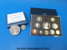 A Fleur de Coin Club silver membership medal and badge set, cased with certificate,