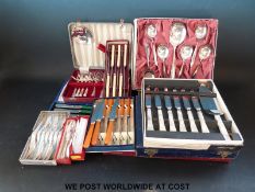 A quantity of silver plated flatware, some cased,