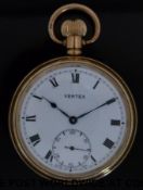 A Vertex gentleman's gold plated pocket watch with keyless Swiss movement presented to British Rail,