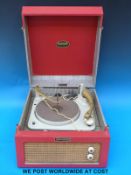 A c1960 Dansette portable record player in red finish