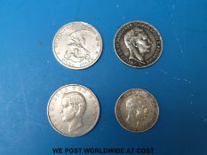 Four silver German coins to include 1910 Otto,