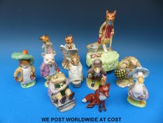 Nine Beswick and Royal Albert Beatrix Potter figures and a Beswick fox etc