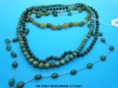 Two aventurine beaded necklaces,