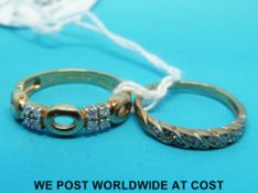 Two 9ct gold rings set with diamonds