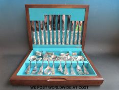 A cased six place canteen of Osbourne Kings Pattern silver plated cutlery,