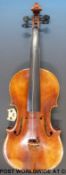 A 20thC violin labelled Heinrich Th. Heberlein Jr. 1925 Germany (35.