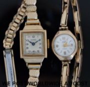 Two 9ct gold ladies wristwatches,