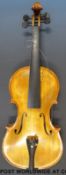 A 20thC violin labelled szep erno Debrecen 1971 (35cm back)