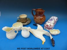 A Beswick seagull wall plaque, Spode New faience lidded dish, Royal Doulton,