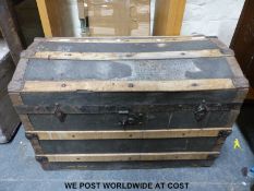 A wooden bound trunk