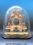 A French ormolu mantel clock on base with glass dome, no movement,