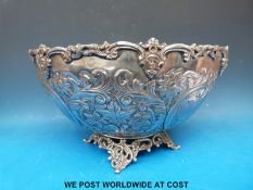 A large silver plated punch bowl with embossed decoration (diameter 49cm,
