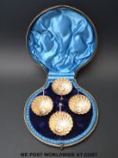 A cased set of four wrythen hallmarked silver salts B'ham 1896 maker's mark BB,