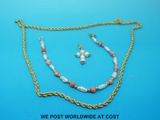 A rope twist necklace marked 750,