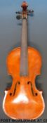 A 20thC violin labelled Ch. J.B Collin-Mezin, Luthier.