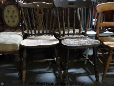 A collection of twelve mainly 19thC kitchen and dining chairs