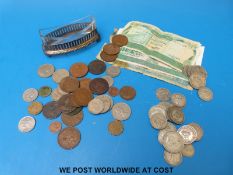 A quantity of coinage to include 170g pre-1947 silver,