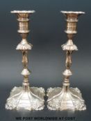 A pair of George V hallmarked candlesticks, Sheffield 1917, maker Hawkesworth,