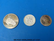 Three cases silver medal coins, including L'Escargot 1st News of the World Grand National 1975,