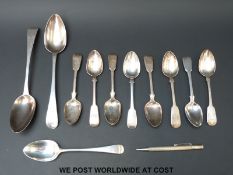 A pair of Georgian bright cut hallmarked silver table spoons, London 1793 maker George Gray,