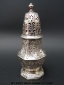 A George I Britannia standard hallmarked silver octagonal sugar caster,