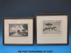 Two framed and signed prints by E H Beeching, 1930, one Itchgay, the other Cypress Point,