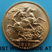 A 1910 Edward VII gold full sovereign