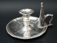 A Georgian hallmarked silver chamber stick, London 1772 maker Andrew Fogelberg,