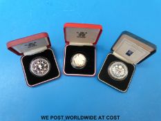 Two cased commemorative silver proof crowns, one 40th Anniversary Coronation,