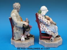 A pair of 19thC Russian porcelain figures, probably Gardner Manufactory,
