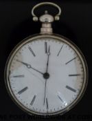 A 19thC continental silver gentleman's pocket watch with elaborately chased duplex movement