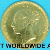 An 1872 Victoria young head gold half sovereign die no 96,