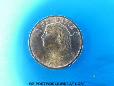 A cased 1911 'B' Swiss 20 Franc gold coin