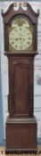 A circa mid 19thC longcase clock with painted dial, the 8 day movement by William Pynock of Ely,