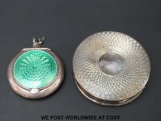 A George V Art Deco hallmarked silver guilloche enamel watch or travelling clock, Birmingham 1934,