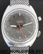 Omega Chronostop gentleman's chronograph wristwatch with white hands on grey face,