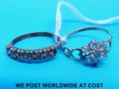 Two 9ct gold rings set with cubic zirconia