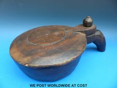 Norweigian/Scandanavian wooden food or spice container/holder with pegged swivel lid