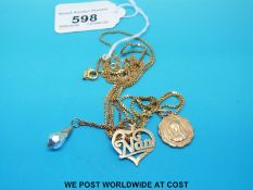 Three 9ct gold chains,