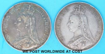 Two 1887 Jubilee head Victorian crowns